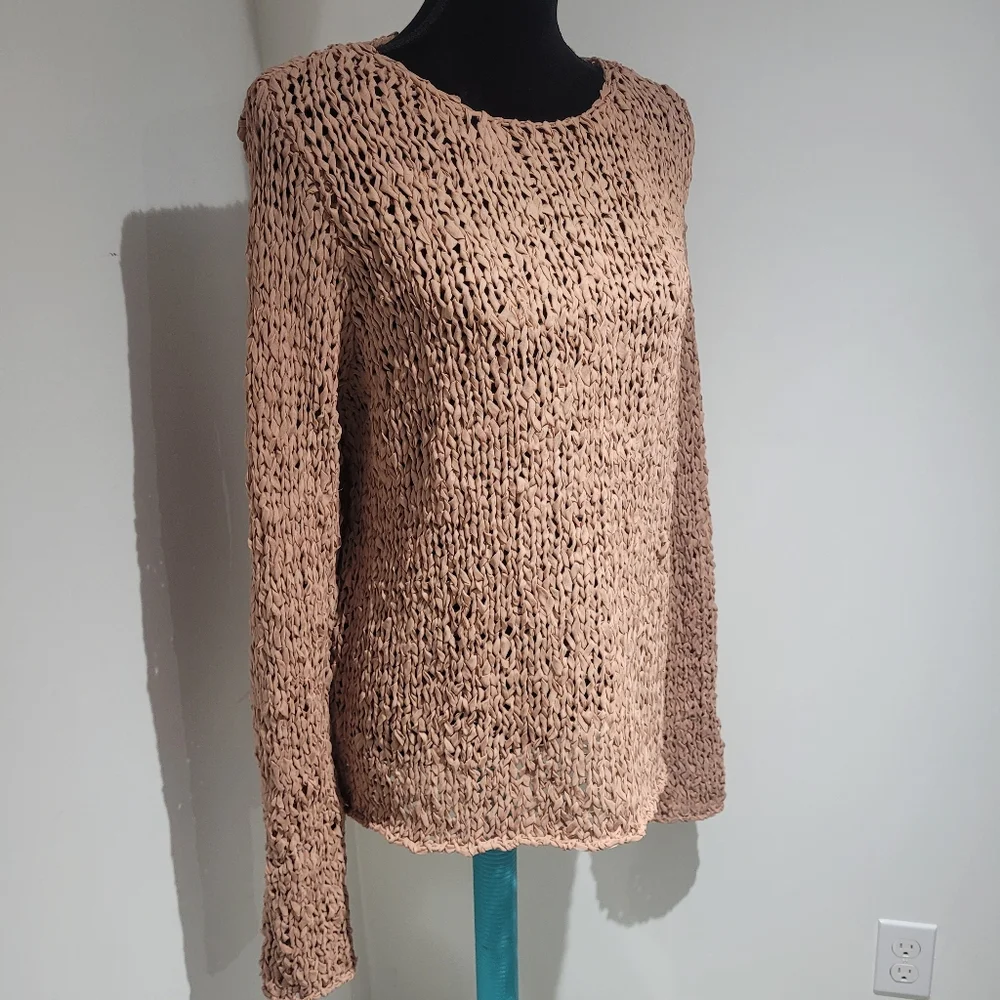 Zara Women's Open Chunky Knit Long Sleeve Sweater XS/S Beige/Pink/Tan Boho - Picture 2 of 10